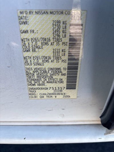 2016 Nissan Frontier SV