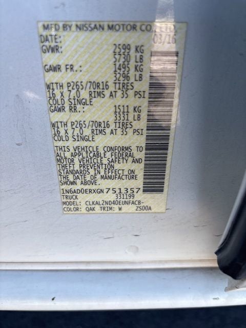 2016 Nissan Frontier SV