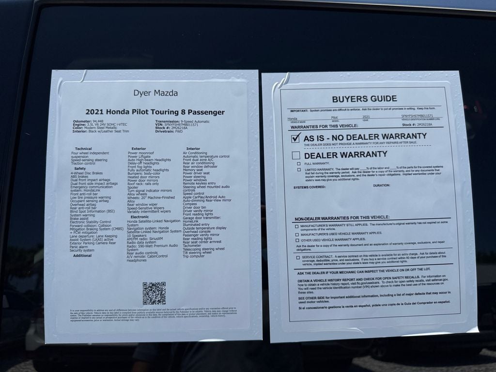 2021 Honda Pilot Touring 8 Passenger
