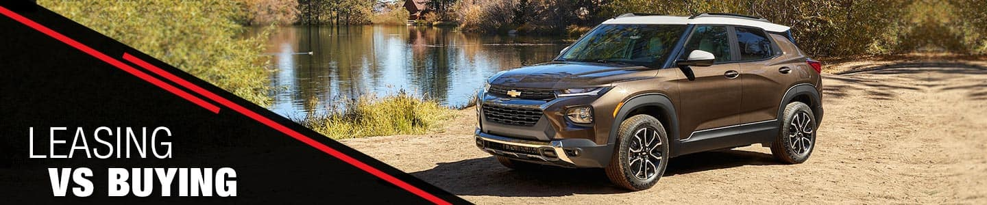 image of a Chevy truck with Buy vs Lease text